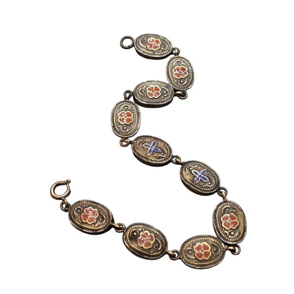 Vintage Tested Sterling Enamel Bracelet (A9255) - Picture 2 of 5